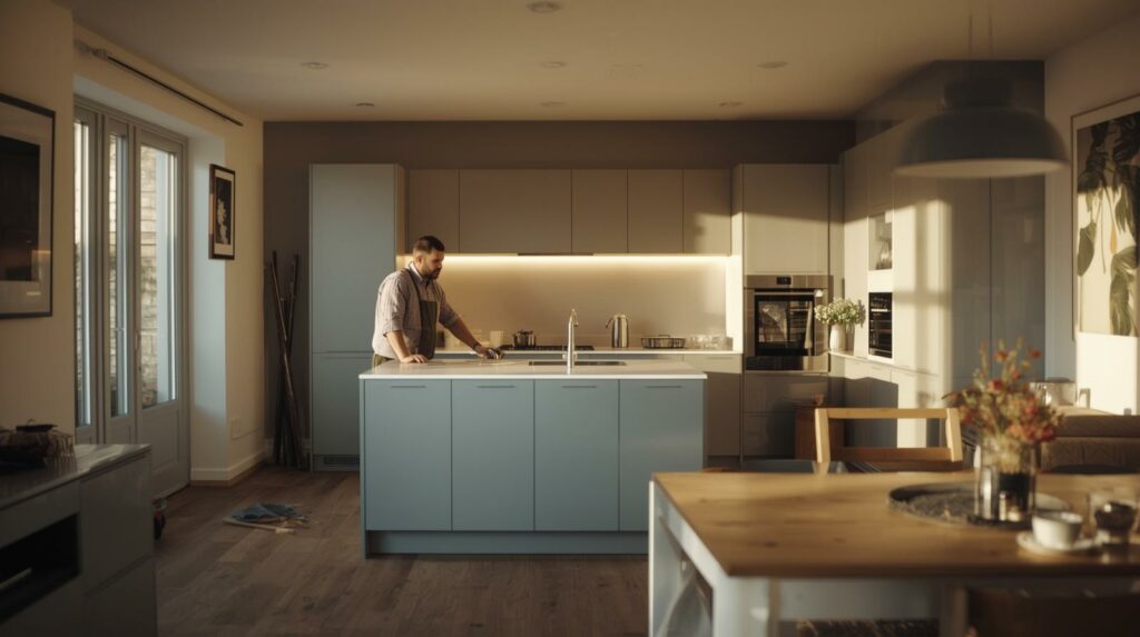 Kitchen fitters installing a modern kitchen in North London